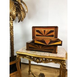 Coffret / BoÎte Ancienne A Jeux / Jetons, en marqueterie époque Art Déco