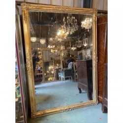 Grand miroir rectangulaire d’époque Napoléon III, glace au mercure