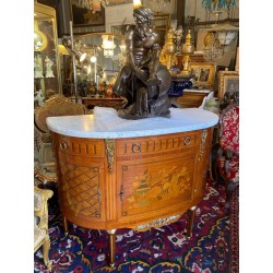 Louis XVI style half-moon chest of drawers in marquetry